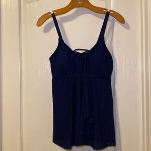 Croft & Barrow Women's Navy Swim Tankini Top Size 10 EUC